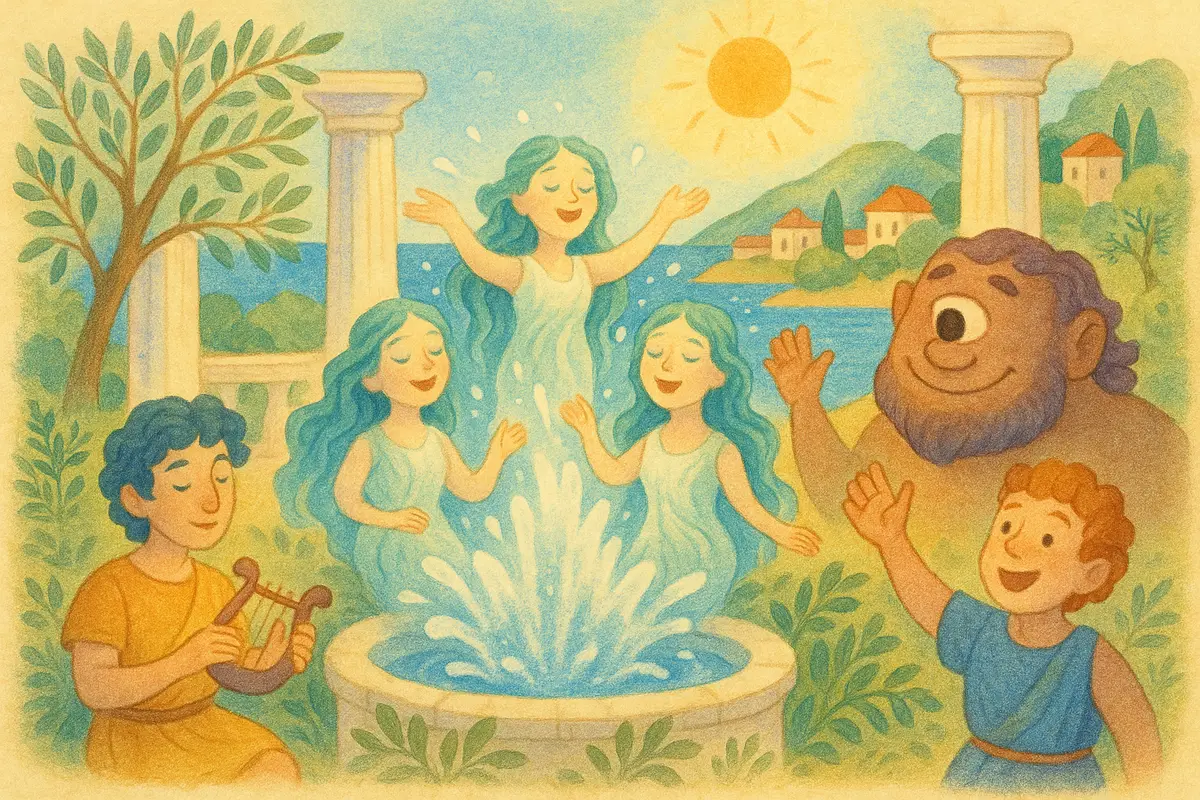 A clear spring bursting back to life, gentle water nymphs singing in the spray, a hero playing a little lyre as the giant smiles.